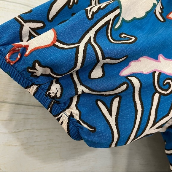 Knox Rose Blue Floral V Neck Wrap Tiered Hem Long Dress - Picture 5 of 13